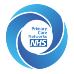 Blue swirls around NHS PCN logo